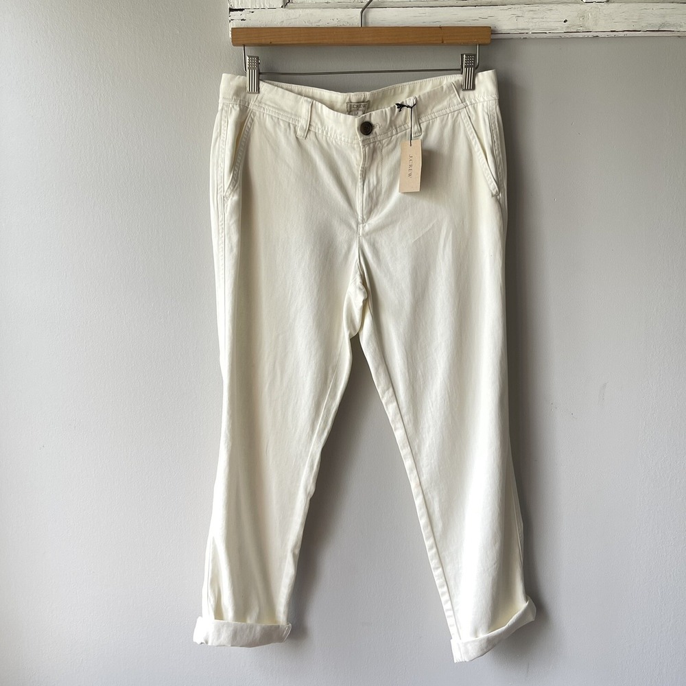 NEW J.Crew Rolled Girlfriend Denim Cropped Cream Jeans Women's Size 2 NWT